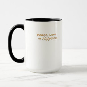 Peace, love and happiness mug