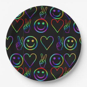 PEACE , LOVE AND HAPPINESS PAPER PLATE