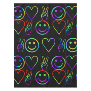 PEACE , LOVE  AND HAPPINESS TABLECLOTH