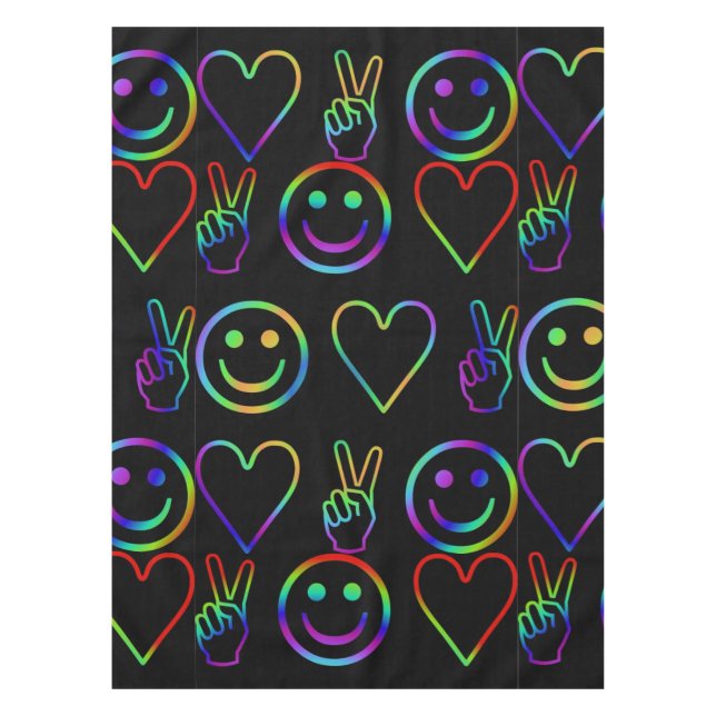 PEACE , LOVE  AND HAPPINESS TABLECLOTH (Front)