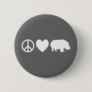Peace Love and Hippos 6 Cm Round Badge