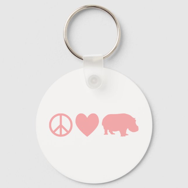 Peace Love and Hippos Key Ring (Front)
