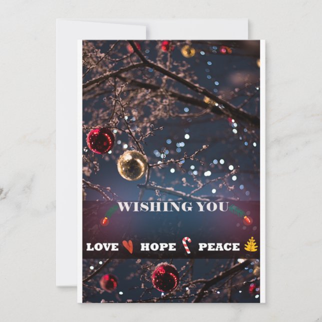 Peace Love And Hope Flat Holiday Card (Front)