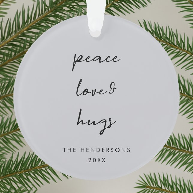 Peace Love and Hugs | Dove Grey Elegant Christmas Ornament (Creator Uploaded)