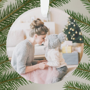 Peace Love and Hugs Minimal Christmas Photo Ornament