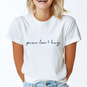 Peace Love and Hugs Minimal Simple White Christmas T-Shirt