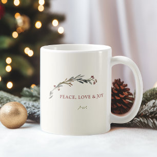 Peace Love and Joy Botanical Coffee Mug