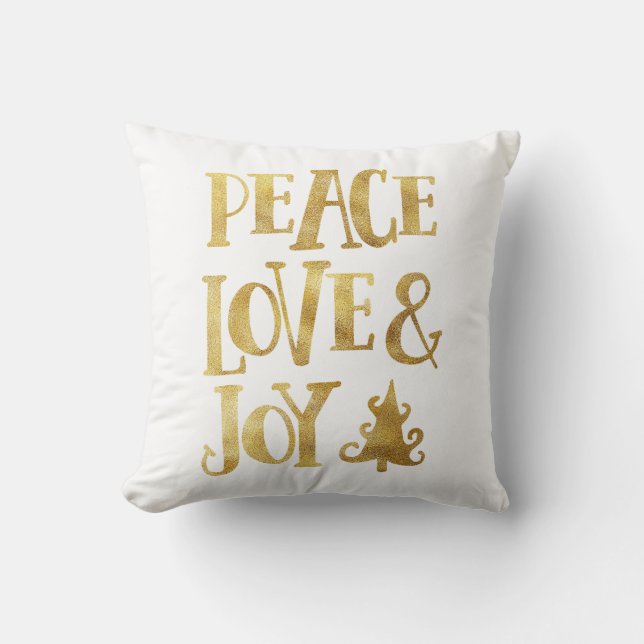 Peace, Love and Joy Christmas Pillow (Front)