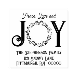 Peace Love and Joy Christmas Return Address Self-inking Stamp
