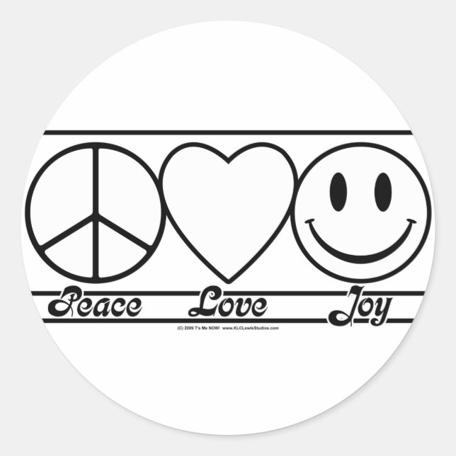 Peace Love and Joy Classic Round Sticker (Front)