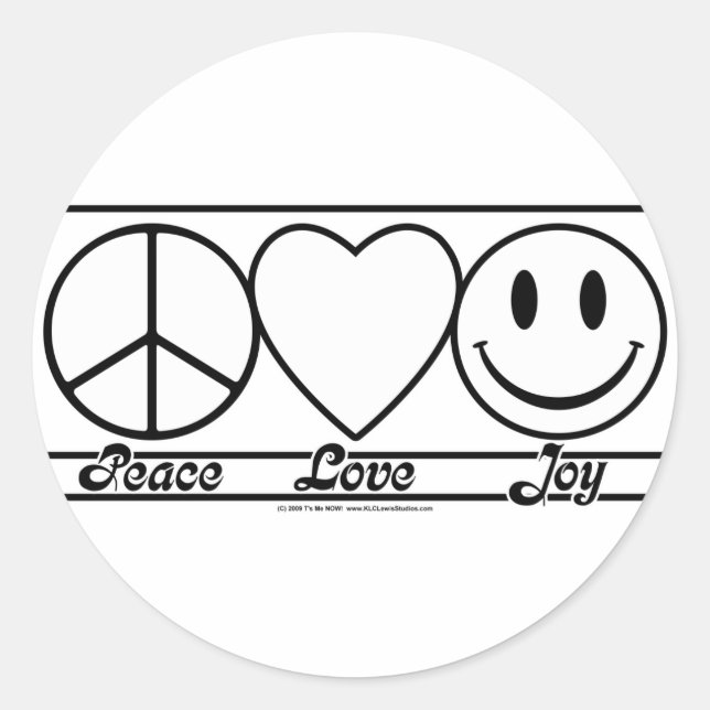 Peace Love and Joy Classic Round Sticker (Front)