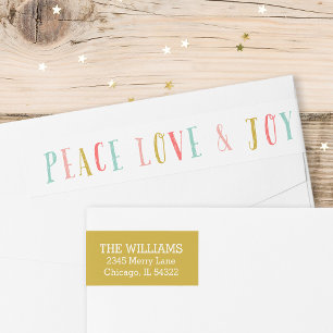 Peace Love and Joy Holiday Return Address Labels