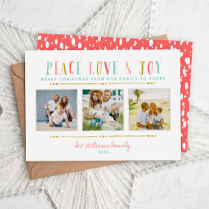 Peace Love and Joy Photo Collage Holiday Card