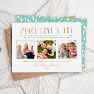 Peace Love and Joy Photo Collage Holiday Card