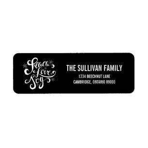 Peace Love and Joy Script Holiday Address Label Return Address Label