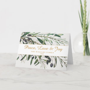 Peace Love and Joy Vintage Olive Branch Folded Card
