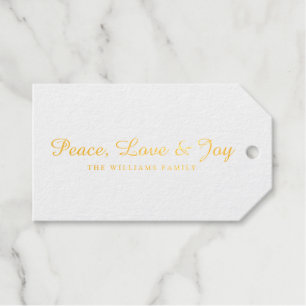Peace Love and Joy Vintage Olive Branch Gold Gift Tags