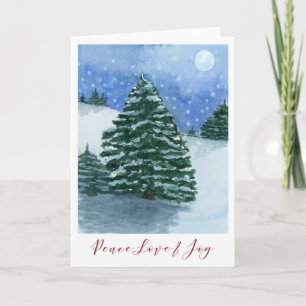 Peace Love and Joy Watercolor Christmas Card