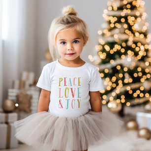 Peace Love and Joy Whimsical Holiday Baby T-Shirt