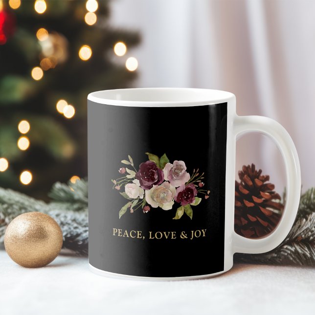 Peace Love and Joy Winter Bouquet Holiday Coffee Mug (Creator Uploaded)