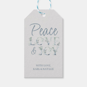 Peace Love and Joy Winter Greenery Watercolor  Gif Gift Tags