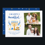 Peace Love and Latkes Happy Hanukkah 2 Photo Holiday Card<br><div class="desc">Send your Wishes with this Holiday Photo card that feature a Stunning Hanukkah Script and Jewish Holiday Symbols to highlight your greeting message.</div>
