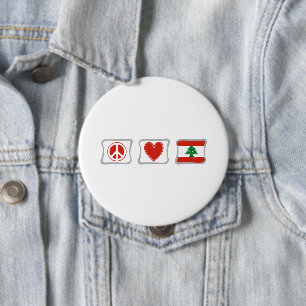 Peace Love and Lebanon Squares 10 Cm Round Badge