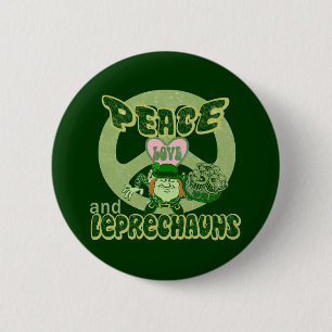 Peace Love and Leprechauns 6 Cm Round Badge