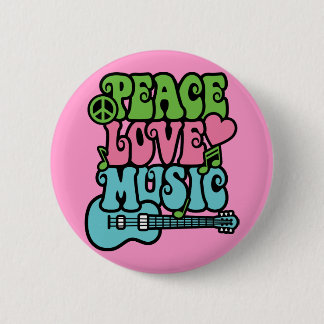 Peace, Love and Music 6 Cm Round Badge