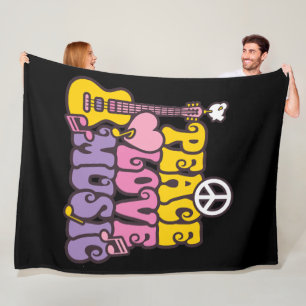 Peace, Love, And Music Fleece Blanket