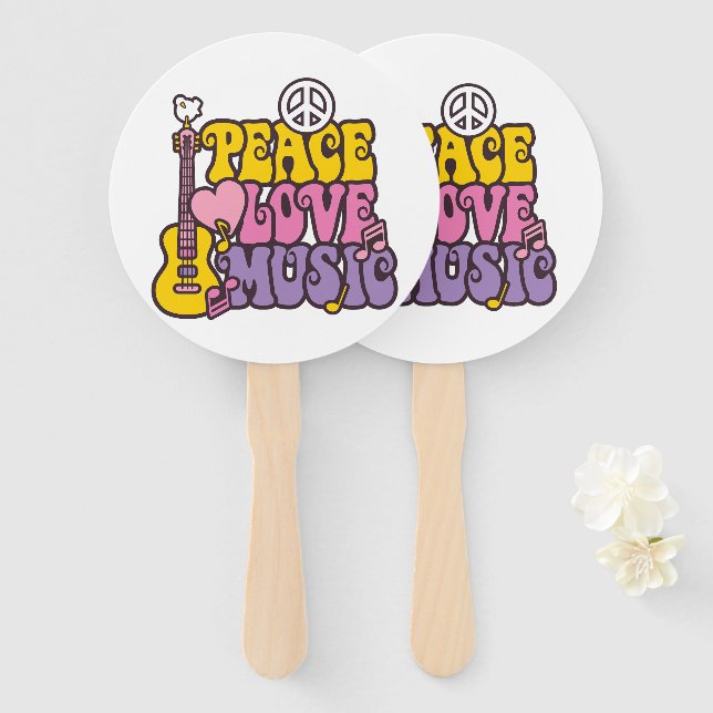 Peace, Love, And Music Hand Fans (Front and Back)