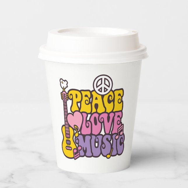 Peace, Love, And Music Paper Cups (Front)