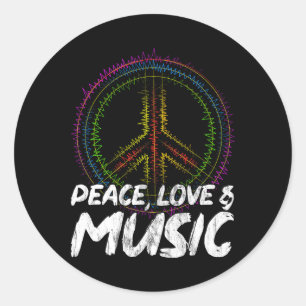 Peace Love And Music Peace Classic Round Sticker