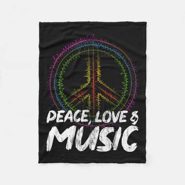 Peace Love And Music Peace  Fleece Blanket (Front)