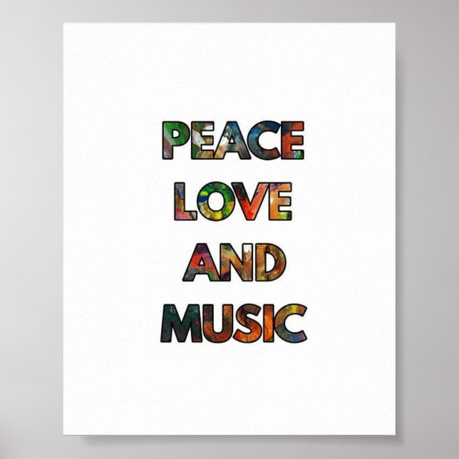 Peace Love And Music Quote Poster (Front)