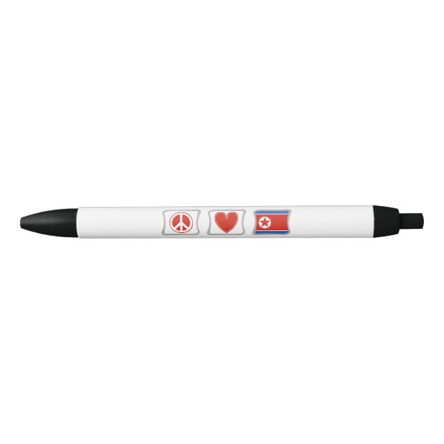 Peace Love and North Korea Squares Black Ink Pen (Front)
