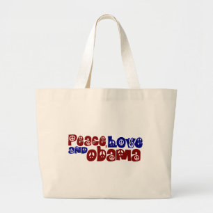 Peace Love And Obama Large Tote Bag