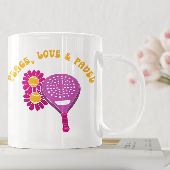 Peace, Love and Padel Flower Power  Coffee Mug (Creator Uploaded)