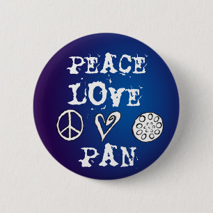 Peace, Love and Pan button