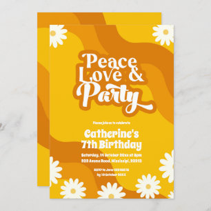 Peace Love and Party Birthday invitation