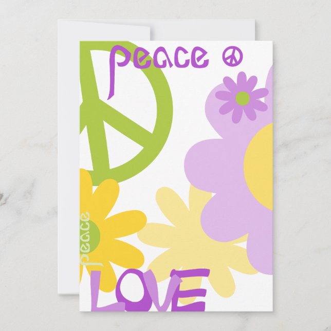 Peace, Love and Party - Blank Text Invitation (Front)