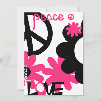 Peace, Love and Party in Hot pink and black- NT Invitation
