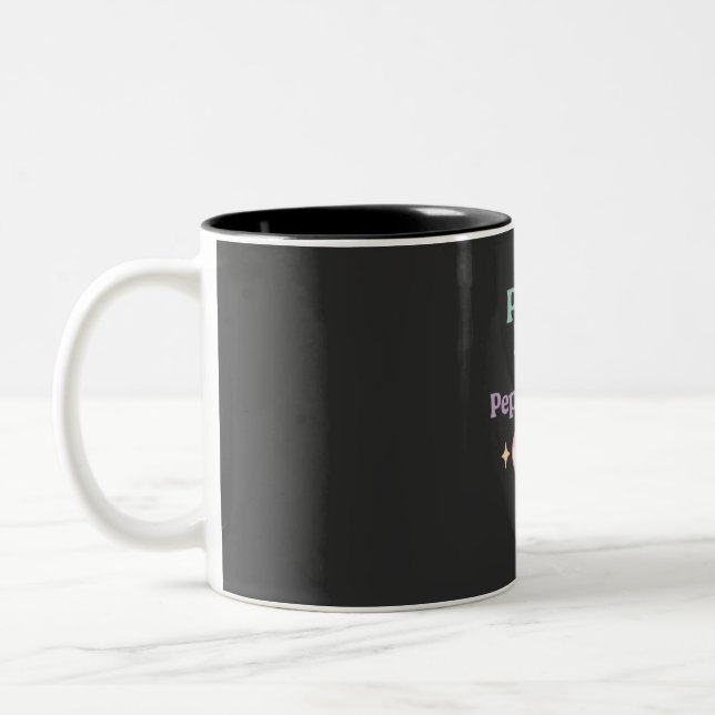 Peace, Love and Peppermint Two-Tone Coffee Mug (Left)