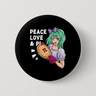 Peace Love And Pi - March 14th Pi Day Anime Math 6 Cm Round Badge