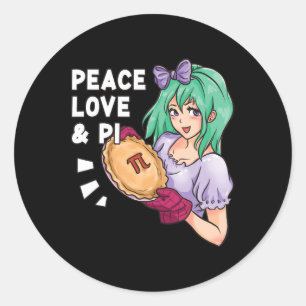 Peace Love And Pi - March 14th Pi Day Anime Math Classic Round Sticker