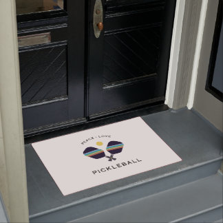 Peace Love and Pickleball Striped Paddles Doormat