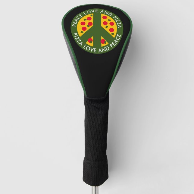 Peace Love and Pizza funny personalised Golf Head Cover (Front)