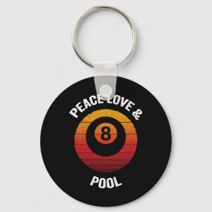 Peace Love And Pool Vintage Billiard 8 Ll Billiard Key Ring