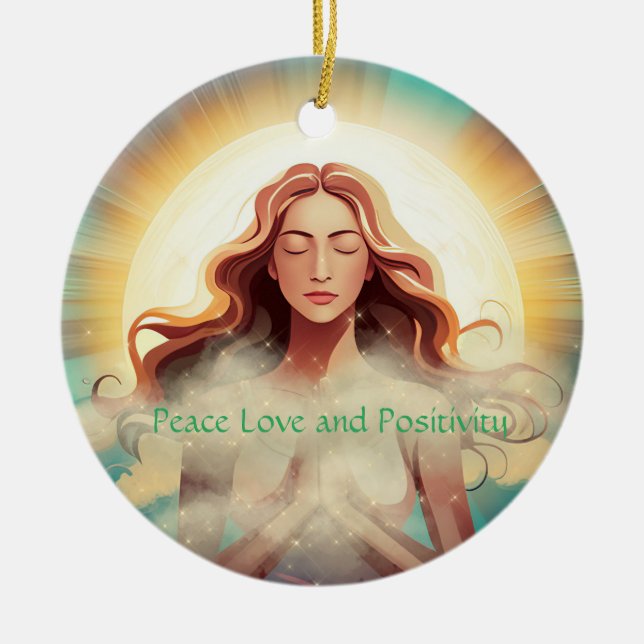Peace Love and Positivity  Ceramic Ornament (Front)