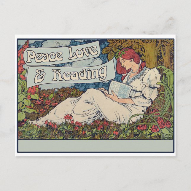 Peace love and reading postcard (Front)